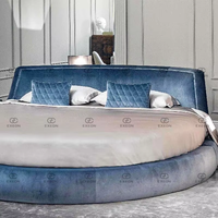 Meuble de chambre à coucher en cuir, léger, de luxe, lit rond, moderne, Double Design, haute qualité, nouveauté