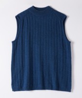 Damen Vertikal Gerippte Ärmellose Strickweste mit Halbrollkragen, Locker Sitzende Stretch-Tanktop für Layering