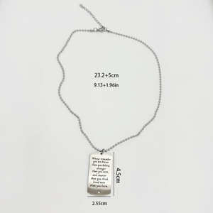 Stainless Steel Military <b>Dog</b> <b>Tag</b> <b>Necklace</b> With Engraved Quote 23.2+5cm Chain For Gift Business Wear - Product Image 1