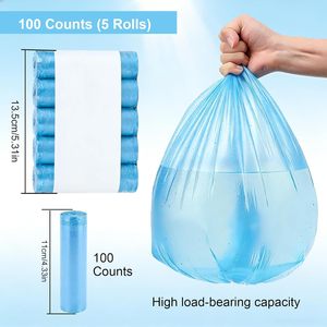 Huamaohengchun - Bolsas de Basura Pequeñas Desechables de LDPE con Cordón, a Prueba de Fugas, Sin Perfume, 100 Unidades, 15 L, Mini Bolsas para Oficina - Product Image 6