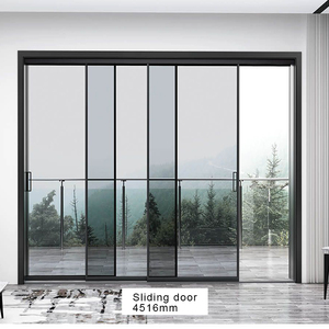 Décoration intérieure porte vitrée <span class=keywords><strong>coulissante</strong></span> noire avec fenêtre terrasse cloison vitrée <span class=keywords><strong>coulissante</strong></span> autre porte système télescopique 4 panneaux feuille - Product Image 3