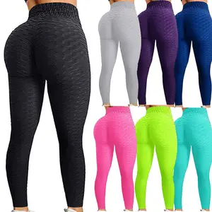 Bán Buôn Cao Eo Workout Jacquard Chống Cellulite Sport Yoga Quần Xà Cạp Tights Womens Xà Cạp Liền Mạch