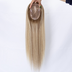 Topper per <span class=keywords><strong>capelli</strong></span> umani vergini Remy con base in seta per <span class=keywords><strong>donna</strong></span>, biondo, con clip, per <span class=keywords><strong>capelli</strong></span> diradati - Product Image 3
