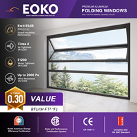 Fenêtre en aluminium EOKO à ouverture verticale avec panneau de verre pliant, verre feuilleté anti-impact pour maison de bord de mer et villa