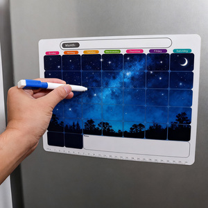 Calendrier magnétique publicitaire pour réfrigérateur, thème Forêt d'automne et <span class=keywords><strong>Coucher</strong></span> de soleil, planificateur mensuel pour la décoration intérieure - Product Image 4