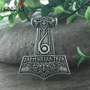 Viking men necklace <strong>Mjolnir</strong> <strong>pendant</strong> Thor's hammer Norse God jewelry Maxine Miller runes Wiccan <strong>pendant</strong> - Product Image 2