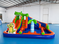 Toboggan aquatique gonflable sur le thème des dinosaures crocodiles, parc aquatique gonflable commercial, équipement de jeu gonflable pour enfants en plein air