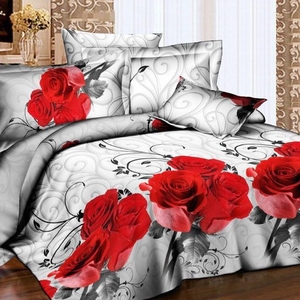 Giá rẻ Red Rose in 3D hoa bộ đồ giường gối Duvet cover 4 Mảnh tấm ga trải giường sợi nhỏ Bộ - Product Image 5