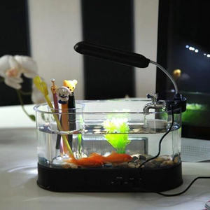 Mini Aquarium Aquarium Usb Aquarium Met Led Lamp Licht Lcd-scherm En Klok Aquarium Aquarium Vissen Tanks - Product Image 3