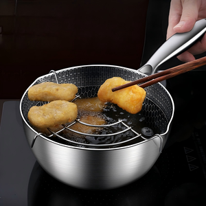 Olla de Acero Inoxidable Engrosada Personalizada al por Mayor, Mini Freidora Doméstica, Sartén Pequeña <span class=keywords><strong>para</strong></span> Tempura que Ahorra <span class=keywords><strong>Aceite</strong></span>, Ideal <span class=keywords><strong>para</strong></span> Alimentos de Bebé - Product Image 3