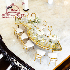 Modern S-Shaped Transparent <b>stainless</b> <b>steel</b> wedding <b>Table</b> glass banquet <b>table</b> glass top serpentine <b>table</b> events - Product Image 5