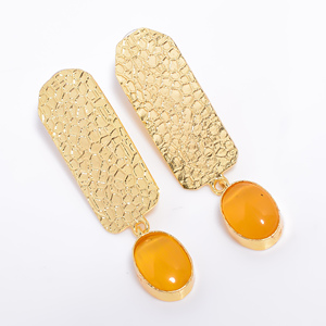 ต่างหูแฟชั่นอัญมณีทองเหลืองสวย14K สำหรับผู้หญิงและผู้หญิงต่างหูแฟชั่นชุบทองทำด้วยมือเครื่องประดับทองเหลือง - Product Image 1