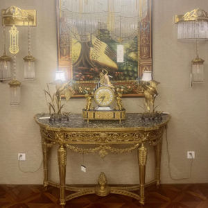 Vestíbulo de cobre Mesa semicírculo verde Griotte <span class=keywords><strong>escritorio</strong></span> Retro bola ramo tulipanes verde Hortensia decoración lujo café <span class=keywords><strong>Escritorio</strong></span> - Product Image 5