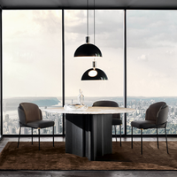 Ensemble de table à manger ronde personnalisée pour hôtel pour 6 personnes avec 4 chaises rembourrées, mobilier de banquet moderne pour restaurant