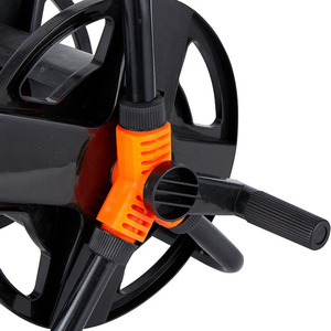Carrete de manguera de jardín Han Dabang de 20m, enrollador de manguera portátil para riego exterior, soporte de almacenamiento, montaje en suelo, tubo de plástico y acero - Product Image 1