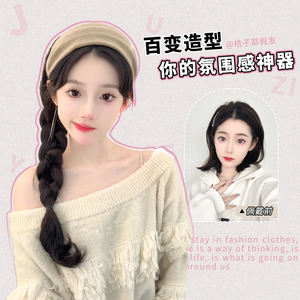 วิกผมครึ่งหัวผู้หญิงสไตล์ใหม่ ผมยาวตรง พร้อมหน้าม้าปัดข้าง ไม่ต้องใช้กาว ทำจากเส้นใยคาเนคาลอน สีเทา พร้อมที่คาดผม - Product Image 3