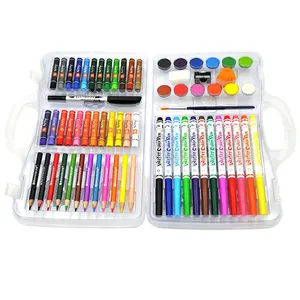 Watercolor Pen Colour Pencil 65 Pieces Art Drawing Set With wax crayons for kids painting creating