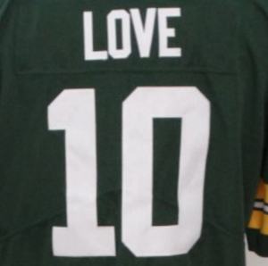 Готовая к отправке любовь #10 Зеленый Лучшее качество сшитая Американская Футбольная майка - Product Image 1
