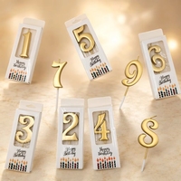Bougies d'anniversaire best-seller, chiffres dorés métalliques élégants, bougies individuelles en boîte pour célébration d'anniversaire