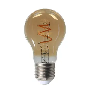 Lâmpada led flexível vintage edison 220v e27 a60, macia, 4w, filamento