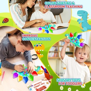 Nouveau produit : Jouet éducatif en plastique dinosaure pour bébé, pour la décompression, l'entraînement à la préhension, le jeu de pincement et la classification des couleurs - Product Image 3