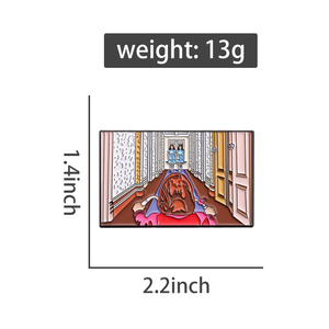 批发恐怖电影场景俯瞰酒店走廊珐琅别针朋克哥特式金属胸针翻领背包徽章珠宝礼品 - Product Image 6