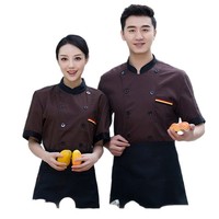 Mode personnalisée veste française en coton polyester personnalisée unisexe cuisine à manches courtes restaurant café chef manteau uniforme