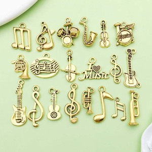 Antique Gold Alloy Musical Instrument Pendants Mixed Shapes For Bracelet Making DIY Jewelry Accessories - Product Image 5