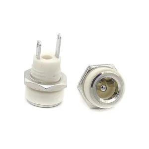 Tomada de alimentação DC Conector de montagem do painel fêmea 5.5x2.1mm Adaptador de tomada 2 tipos de terminal DC-022B branco