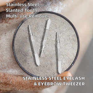 Recourbe-cils en acier inoxydable à pointe inclinée, pince cosmétique, pince à sourcils, outils d'épilation du visage - Product Image 2