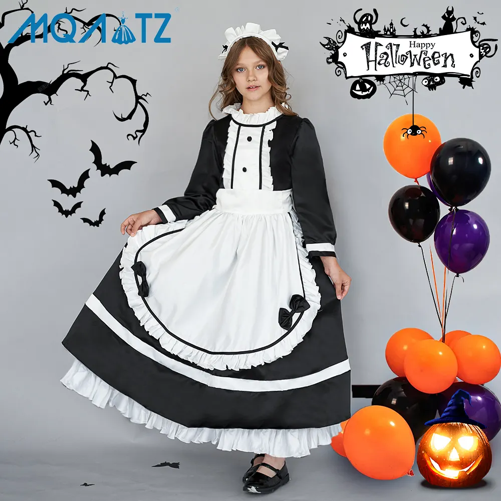 MQATZ Maid Outfit Täglich Lolita Cosplay Kostüm Halloween Party Tutu Kleid Kinder Mädchen Mit Futter LP-393