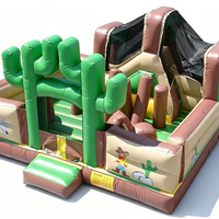 Château gonflable commercial à thème western avec toboggan, idéal pour les fêtes d'enfants et la location