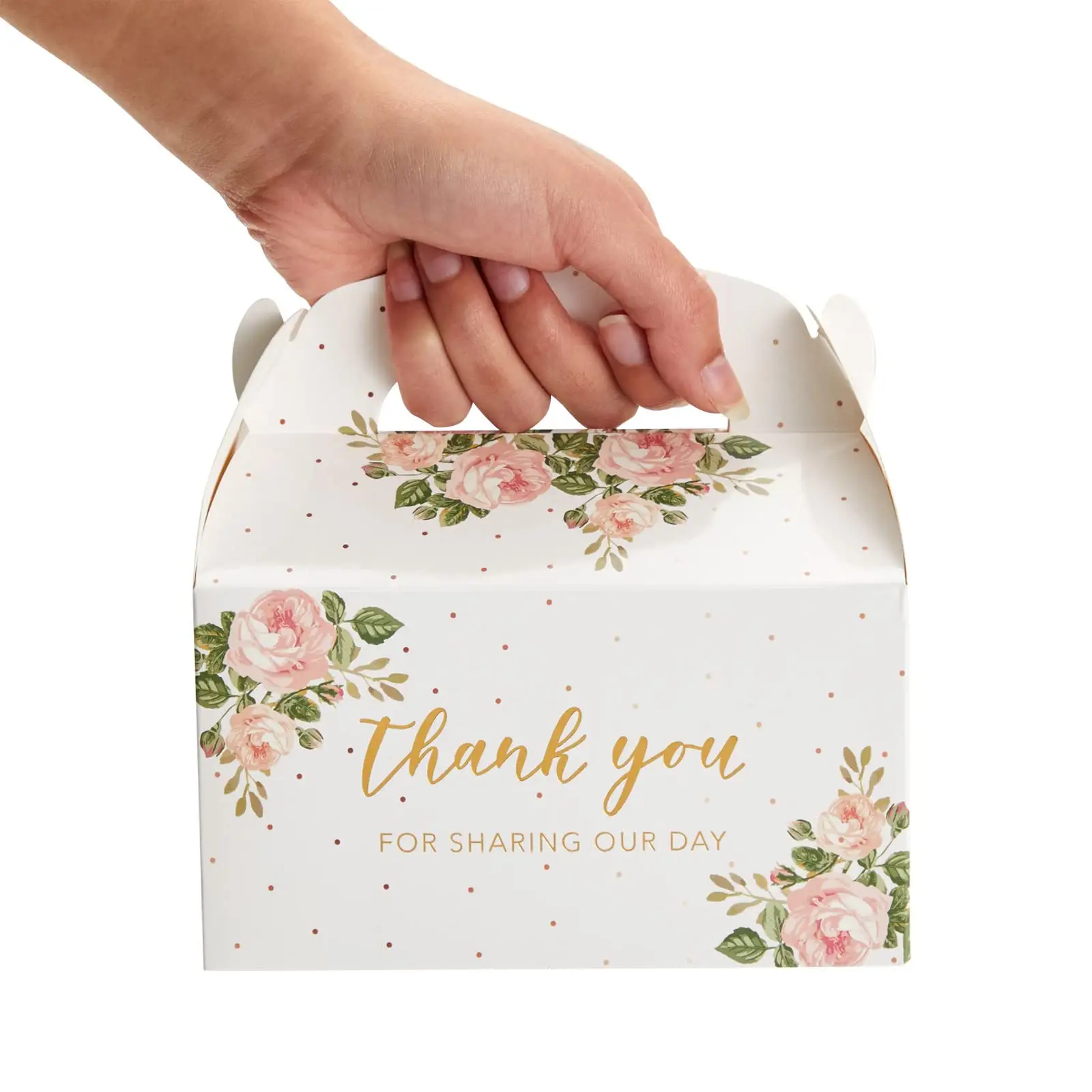 White cardboard paper box foldable thank you favor sweet candy gift packaging paper box for wedding gift