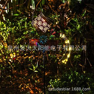 Solar Garden <b>Light</b> Watering Can Led With Welcome <b>Sign</b> Outdoor Solar Powered Iron Stake Lamp - Product Image 4