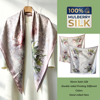 Aanpasbare 110x110cm Jacquard zijden satijnen shawl 100% Mulberry zijde op maat bedrukt dames omslagdoek Lage minimale bestelhoeveelheid Direct verzendklaar 2026