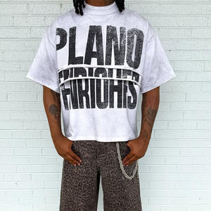 カスタムグラフィックホワイトTシャツメンズデザイナーTシャツPersonnalis é ストリートウェアプリント箱入りTシャツトリプルレイヤーTシャツ - Product Image 1