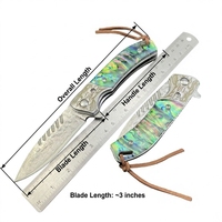 Couteau pliant DIY en acier Damas avec manche coloré, couteau de poche utilitaire pour l'extérieur