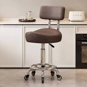 K 2026 Design Color <b>Bar</b> Leather Counter <b>Stool</b> Metal Frame Back Barber Chair With Wheel Beauty Salon MK - Product Image 2