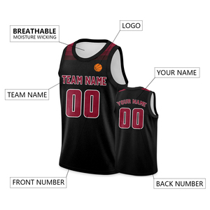 <span class=keywords><strong>Camiseta</strong></span> de <span class=keywords><strong>Baloncesto</strong></span> Transpirable Negra Personalizada al por Mayor para Adultos, Impresión por Transferencia de Calor de Alta Calidad, Secado Rápido, Talla Grande, 100% - Product Image 2
