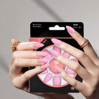 Faux ongles Fengshangmei Press, artificiels, à effet stiletto, brillants, avec paillettes, demi-couverture, en ABS durable, pré-conçus pour les doigts