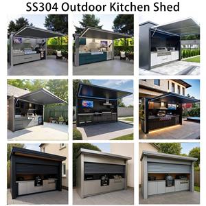 Factory Direct Easy to Clean and Hygienic 304 Stainless Steel Outdoor Kitchen with Shelter Recycle <strong>BBQ</strong> Pod Roller Shutters - Product Image 5