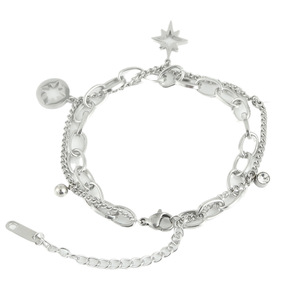 Bracelet à breloques étoile argentée pour femme, en alliage de zinc, bijoux tendance, cadeau pour elle - Product Image 1