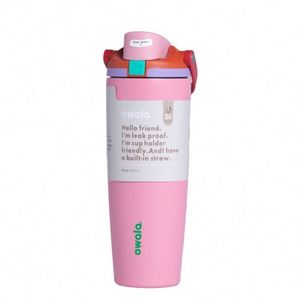 owala Macaron Candy Color for Luxury <b>Vacuum</b> Insulated 30oz Stainless Steel <b>Portable</b> Dual Drinking Straw Car Cup with Gift Box - Product Image 1