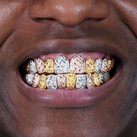 Grillz pour dents en argent sterling 925, sur mesure, taillés en diamant, style hip-hop, faits à la main, avec poussière de diamant, éblouissants