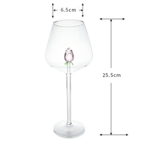 Verre à pied long en cristal sans plomb, design unique, luxe moderne, roses 3D roses en pleine floraison, durable, 600 ml, coffrets cadeaux écologiques