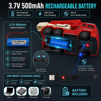 Camion de pompiers RC 1:18 avec échelle, véhicule d'urgence de simulation avec batterie 3.7V, câble USB, télécommande 4CH, jouet pour enfants