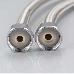 Tuyau d'arrivée en acier inoxydable tressé 1/2 pouce flexible pour eau chaude et froide - Product Image 1