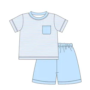 Boyis-algodón azul a rayas para niños, tejido, cantidad de burbujas, estampado personalizado, Verano