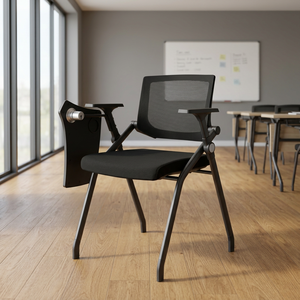 Modern Fabric Mesh Executive <b>Office</b> <b>Chair</b> Writing Board <b>Foldable</b> Design Comfortable Seat Swivel Function Metal Hospital - Product Image 3