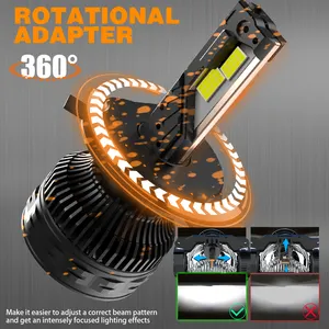 New Headlight 2024 T8 H4 Four Copper Tube H7 H11 super bright IP68 9005 9006 9012 150W 15000LM Canbus LED Headlight